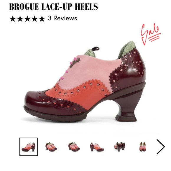 LAST PRICE John Fluevog KKBB Eli Brogue LaceUp Heels Brown Pink Like New Size 7 - Picture 2 of 13